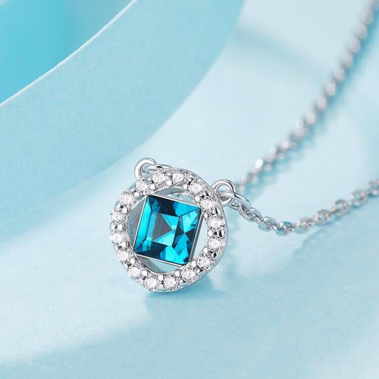 Fashion Dream Blue AAAA Zircon Charm Necklace Women's Silver Clavicle Chain Necklace 925 Sterling Silver Women's Necklace