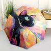 1PC Black Cat Art Automatic Open/Close, 8-Rib Durable Frame Compact Travel Umbrella for Men & Women S1222009