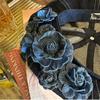 Y2K Denim Camellia Beret Hat Artistic Camellia Beret Vintage Denim Beret  Lady