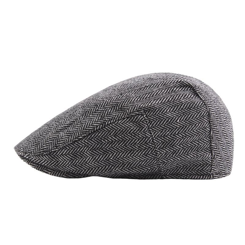 Męska czapka gazeciarza z tweedu, brytyjski beret retro, wełniana czapka typu forward hat, codzienna czapka