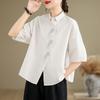 DIMANAF Summer 2026 Women Plus Size New Blouse Shirt Short Sleeve Casual Loose Lady Tops Shirts Cotton Print