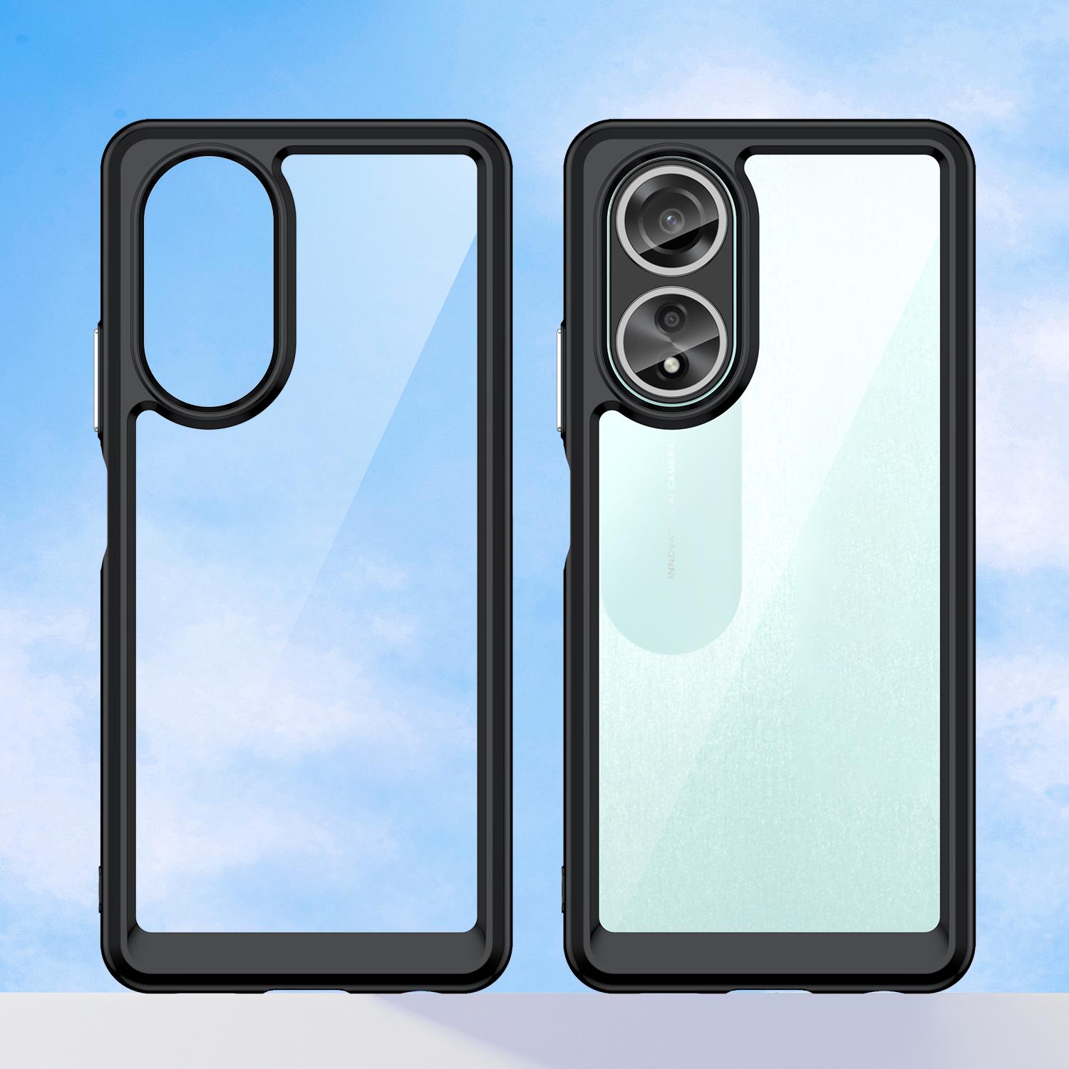 

For Oppo A58 4G Case TPU+Acrylic Shockproof Anti-fall Protective Phone Cover Black