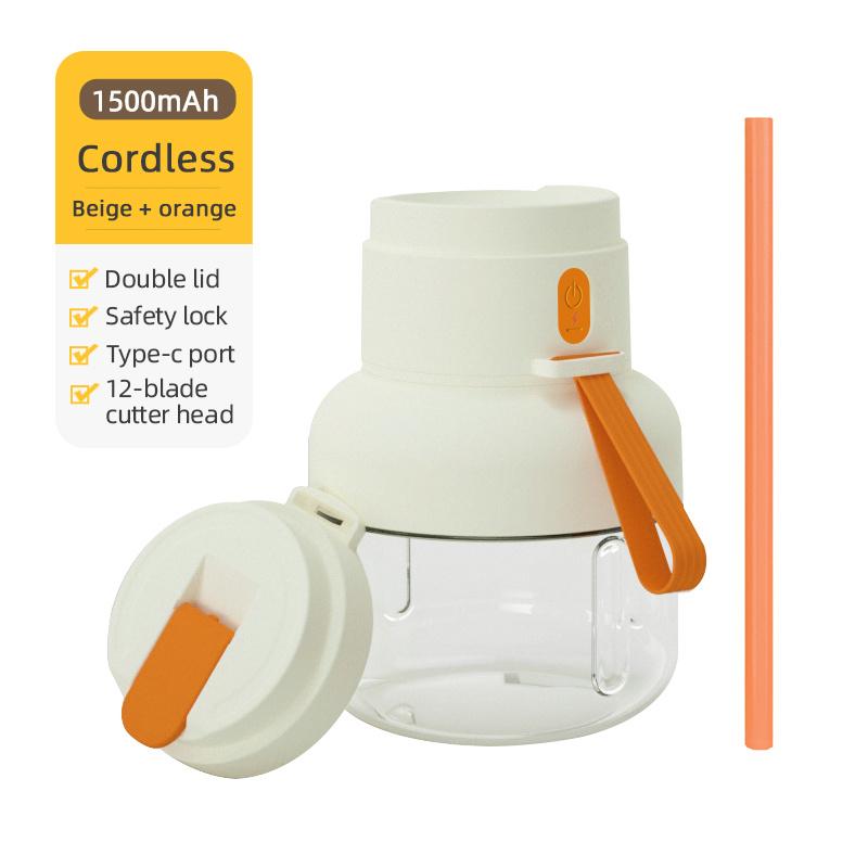 Portable Rechargeable Juicer Cup with Straw USB Charging 12-Blade Stainless Steel Cutter Ideal for Fresh Juice Anywhere