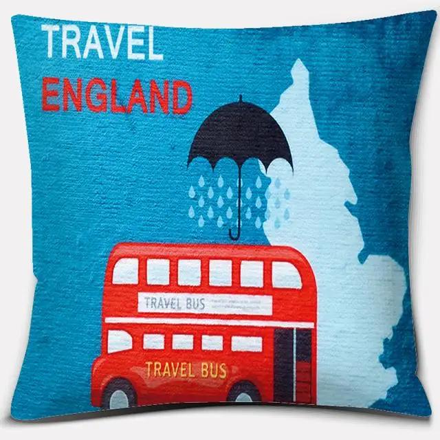 Home Decor LOVE England Series Printed Square Polyester Pillowcase Cushion Cover Bedroom Living Room Ornament funda de almohada