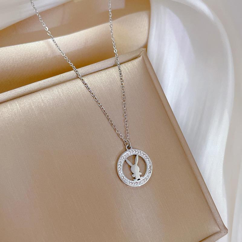 Titanium Steel Ring Rabbit Personality Minimalist Wind Furnace Real Gold Necklace Female Collarbone Chain With