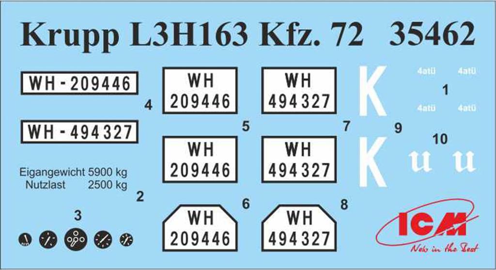 ICM 1/35 Scale German Krupp L3H163 Kfz.72 Radio Command Vehicle Plastic Model 35462