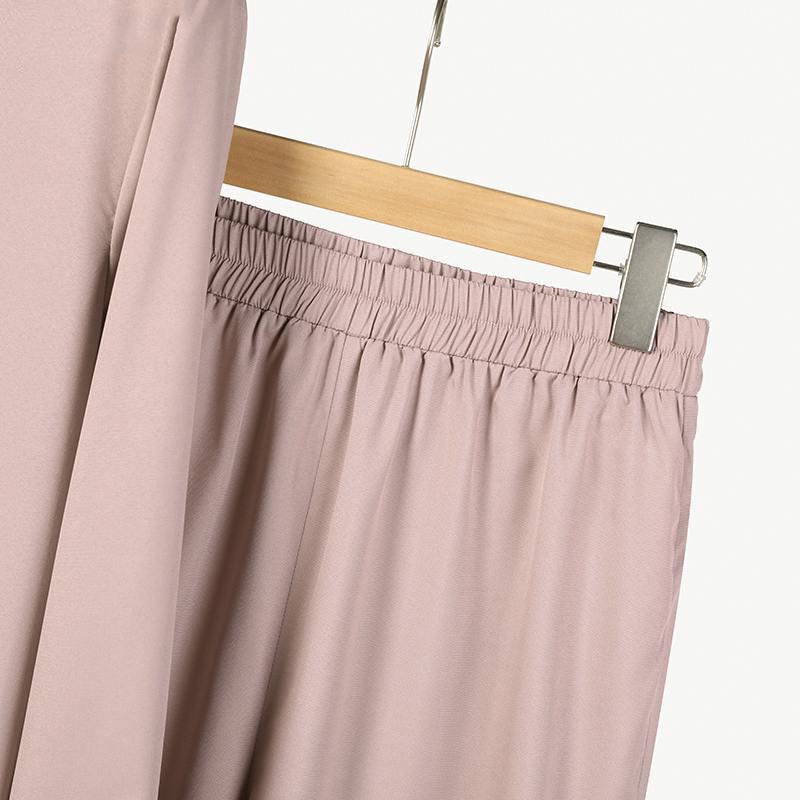 Γυναικείο Σετ Μπλούζα με Δαντέλα και Στρογγυλή Λαιμόκοψη και Μακρύ Παντελόνι