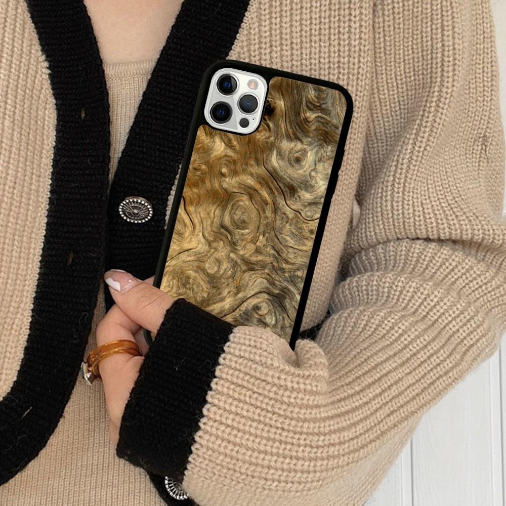 Wood Grain Phone Case Silicone PC+TPU For For iPhone  11 12 13 14 15 16 Plus Pro Max Cover