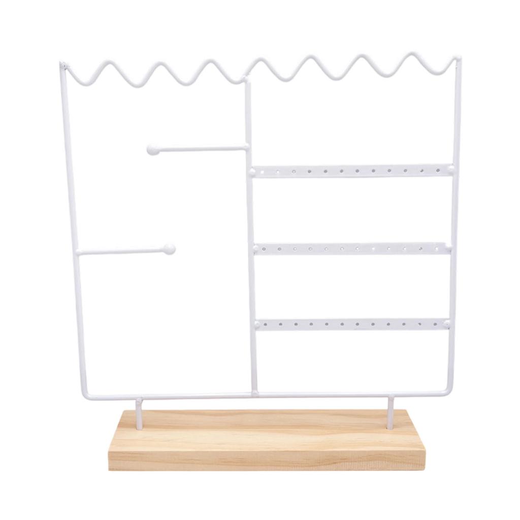 Wood Base Jewelry Display Stand with Detachable Funtion Earring Organizer for Tabletop Storage Home Shop Decoration
