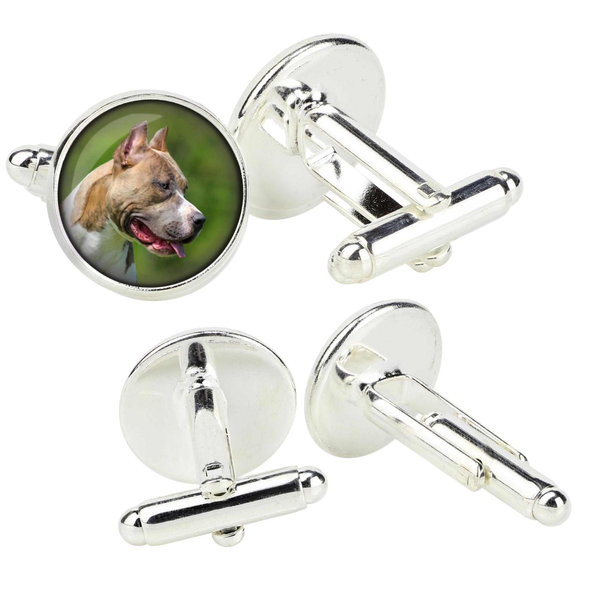 

Pit Bull, American Pit Bull Terrier, Pitbull Terrier, APBT - cufflinks in a box, handmade jewelry, product of the Art-Dog brand срібний
