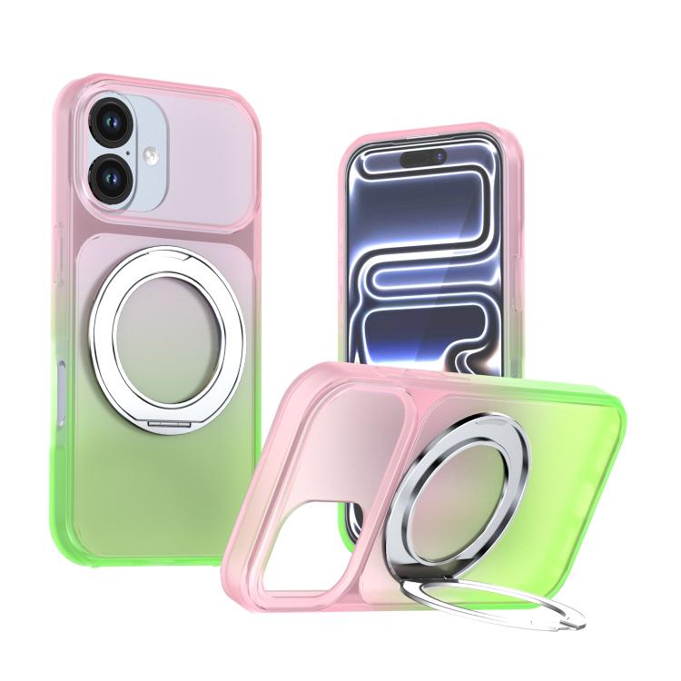 Phantom Skin Feel Gradient PC+TPU Phone Case With 360° Rotating Metal Holder, Magnetic Wireless Charging Shockproof Protective Cover