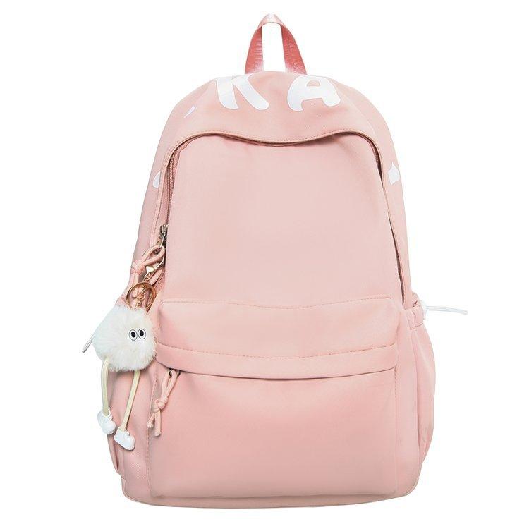 Schoolbag Lazy Wind Student School Bag Simple Mori Backpack ins Campus College Student Junior High School Large Capacity Solid Color Backpack