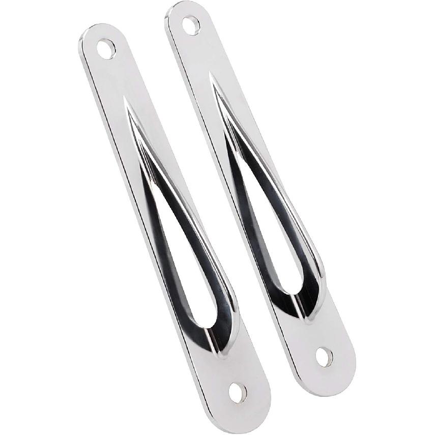 2 Pcs Chrome Motorcycle Custom Front Fork Teardrop Tie-Down Brackets for Harley Touring Road King FLHR Electra Glide Ultra Classic Ultra Limited