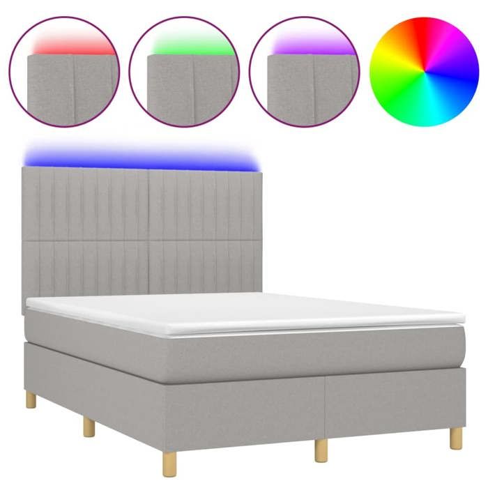 VidaXL Sommier à Lattes de Lit avec Matelas et LED, Lit Rembourré, Lit Double, Lit Adulte de Chambre à Coucher Intérieur, 3135597