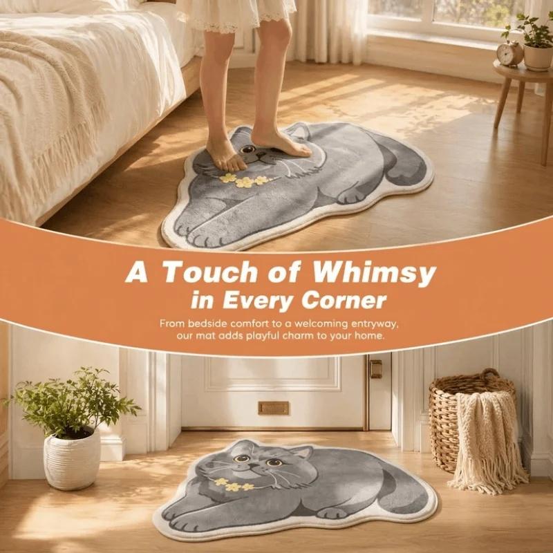 Cute Animal Shaped Door Mat Non-Slip Soft Absorbent Rug for Entryway Bathroom Bedroom Home Decor