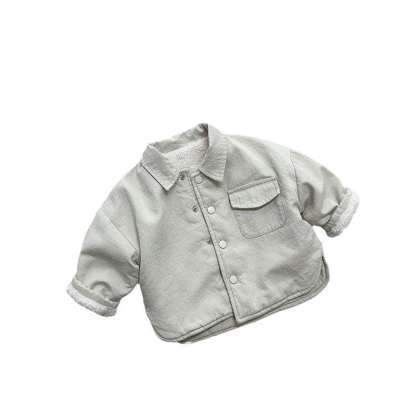 Kids' Double-Sided Fleece-Lined Winter Shirt - Korean Mori Style Retro Coat for Boys and Girls