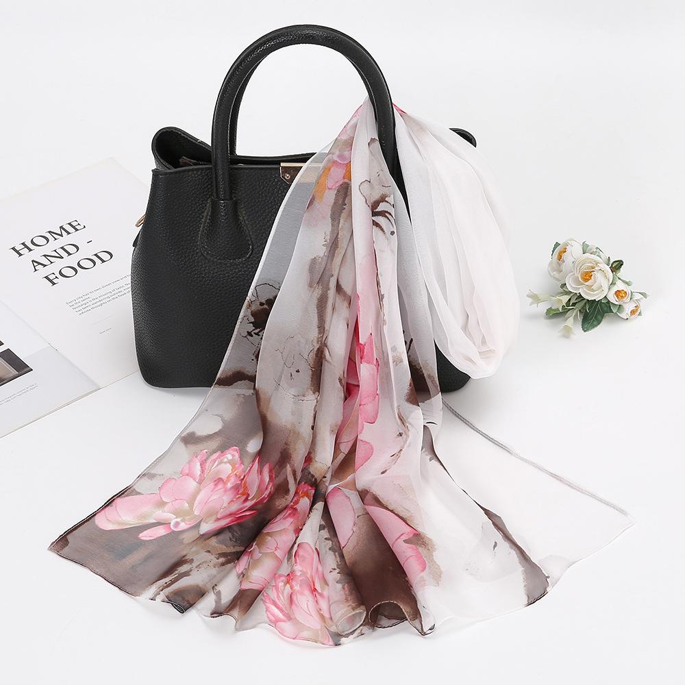 - Fashion Georgette Sunscreen Silk Scarf Beach Scarf Long Women'S Decorative Thin Silk Scarf Scarf