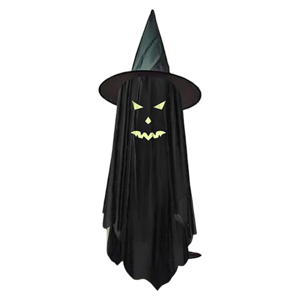 Halloween Hanging Ghost Decoration with Witch Hat Indoor Outdoor Hanging Prop for Party Haunted House Yard Display
