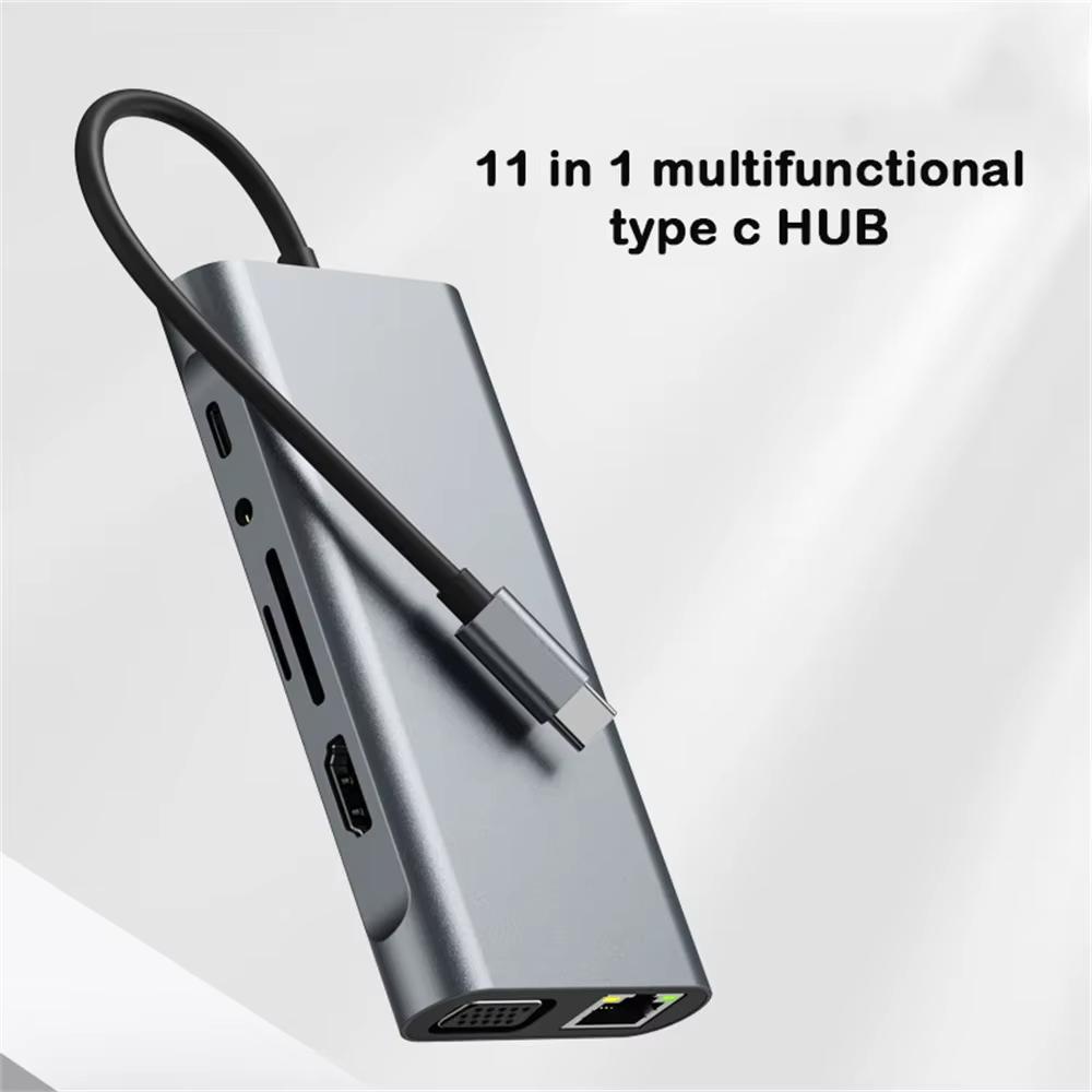 USB C HUB 4K 30Hz Tipo C a HDMI Adaptador USB 3,0 Compatible 11 En 1 Tipo C HUB Dock PD 87W USB C Divisor Para MacBook Pro Air