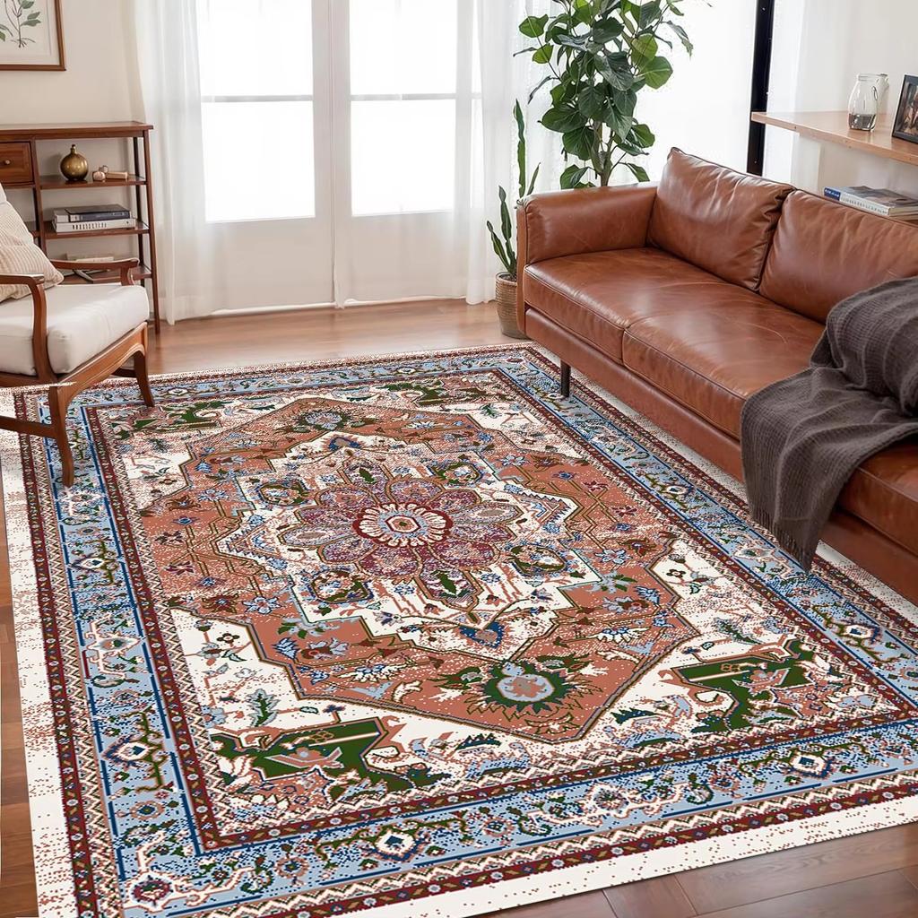 Bohemian Soft Flannel Area Rugs, Living Room Coffee Table, Sofa Carpet, Study, Bedroom, Waterproof and Dirt Resistant Carpet