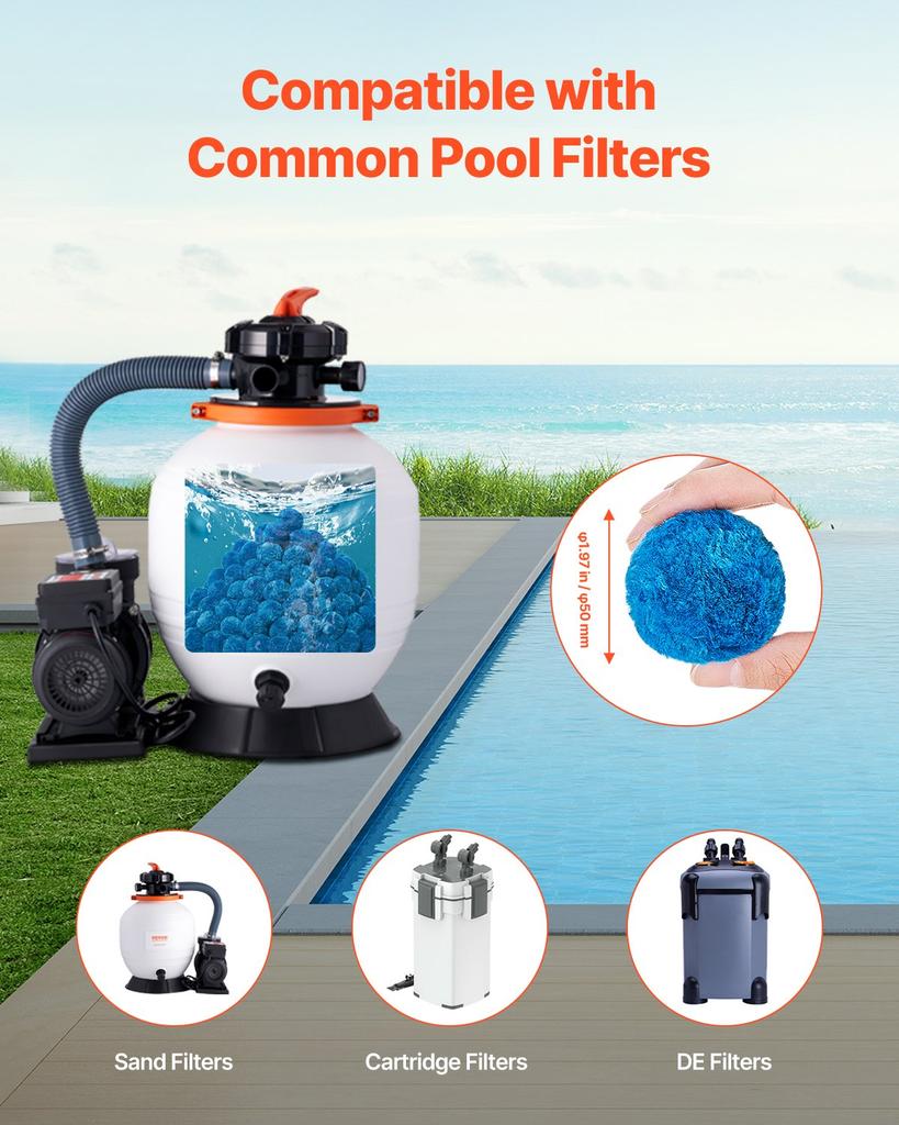 VEVOR Pool Filter Balls for Sand Filter, 1.4 Kg/3.1 Lbs, Filter Balls Replace Pool Filter Sand