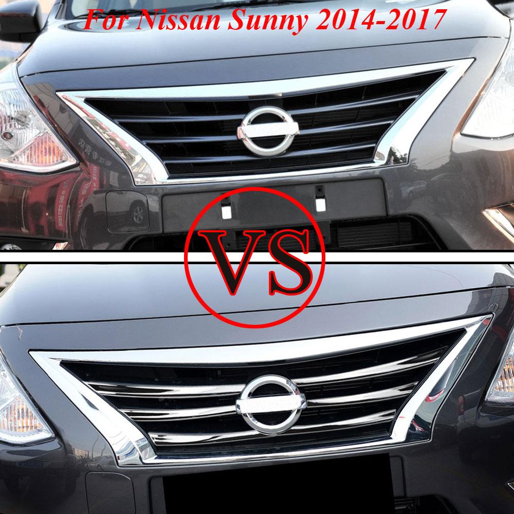 

For Nissan Sunny N17 Versa 2014-2017 Car Front Mesh Grille Head Bumper Cover Trim Grille Sticker 6pcs/set ABS Chrome Accessories серебряный