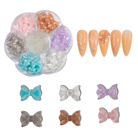 1 Box Nail Art Bows Three-dimensional Paste Easily DIY Resin Bow Faux Pearl Mixed Plum Blossom