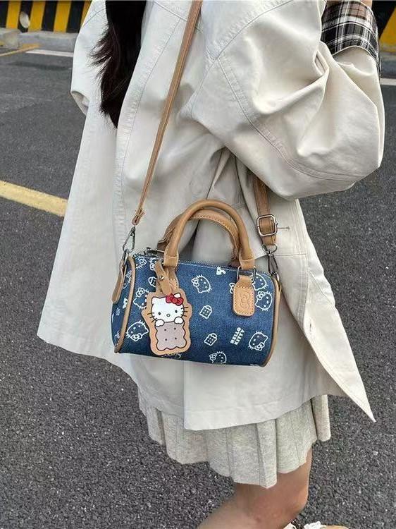 Cartoon Denim Shoulder Bag For Women With Stylish Design And Storage