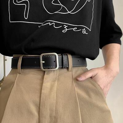 Ladies' Simple and Versatile Korean Fashion Student Square Buckle Belt for Women Korean Version Bf Trendy Trouser Belt