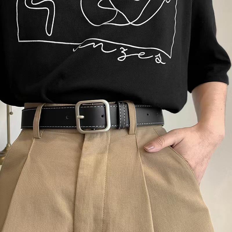 Ladies' Simple and Versatile Korean Fashion Student Square Buckle Belt for Women Korean Version Bf Trendy Trouser Belt