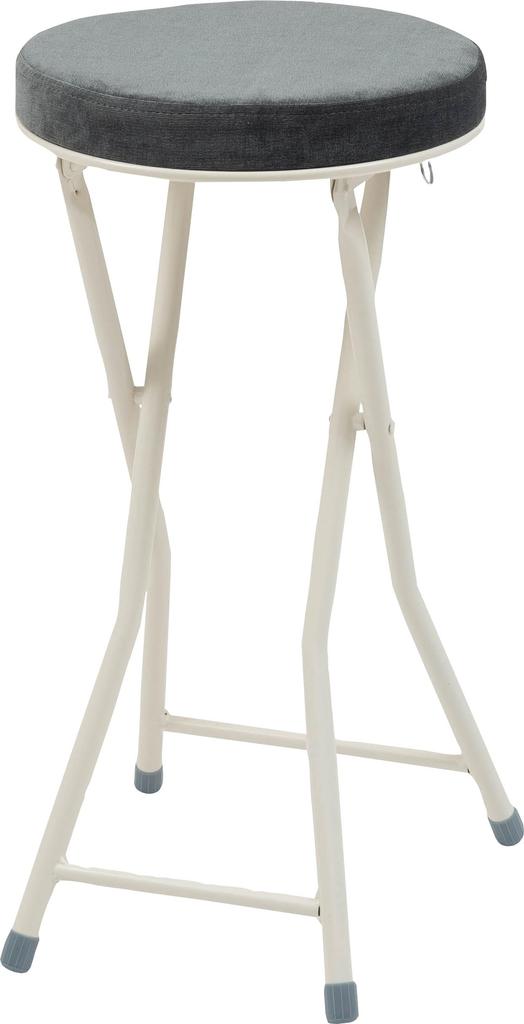 Azumaya-kk Folding High Stool PC-34DGY W30 X D31.5 X H60 (Folded: W30 X D9 X H80)