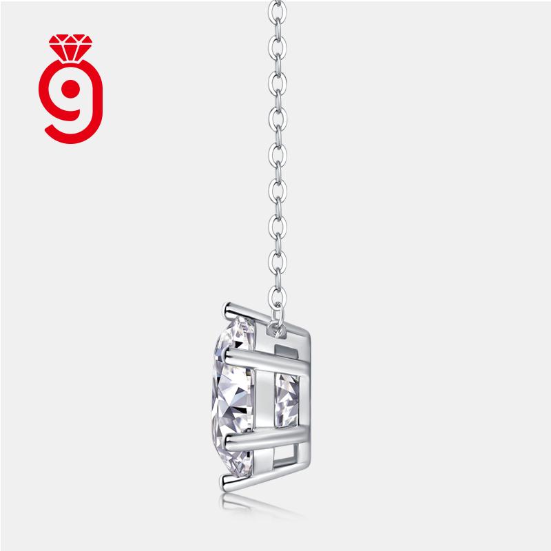 925 Silver Round-Cut Moissanite Necklace Chain Sparkle Fashion Jewelry Elegant Minimalist Statement Moissanite Necklace