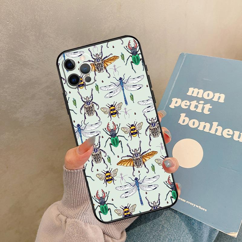 Moths Insects Botanical Butterflies Case For iPhone 17 Air 13 16 15 11 12 14 Pro Max 13 Mini XR 15 16 Plus 16e Back Cover Shell