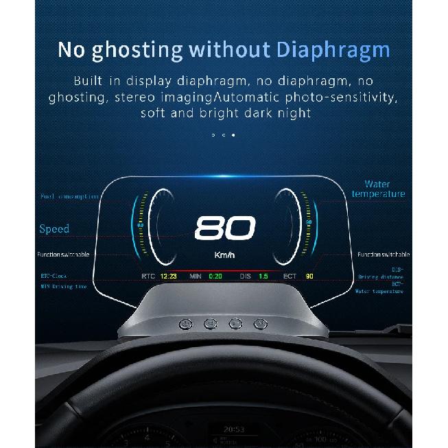 C3 Navigation Mirror  HUD Car Head up Display with OBD2 HD GPS Navigation Bluetooth Windshield Speed Projector Security Alarm