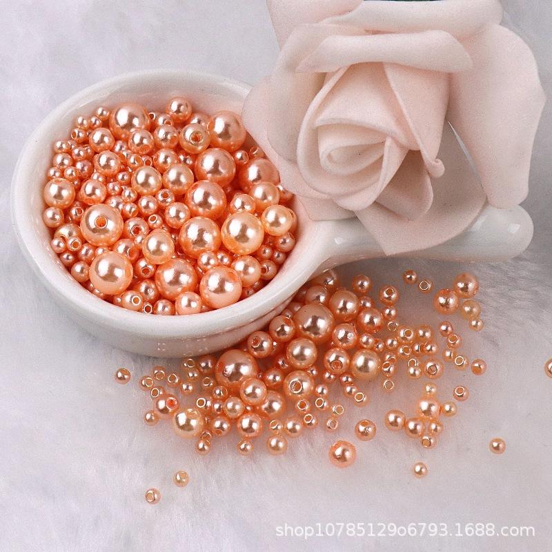 3-8mm Straight Hole Round ABS Imitation Pearl Multicolors Round Acrylic Beads Loose Beads for DIY Craft Scrapbook Decoration