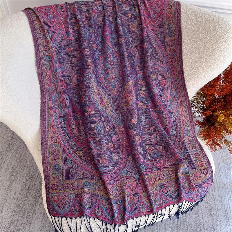 Bohemian Autumn National Paisley Cashmere Shawl for Women Jacquard Pashmina Warm Scarves Print Design Lady Foulard Stoles Scarf