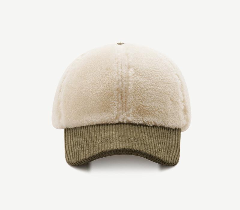 Versatile solid color Korean teddy wool lamb wool baseball cap children winter casual warm cap trendy man
