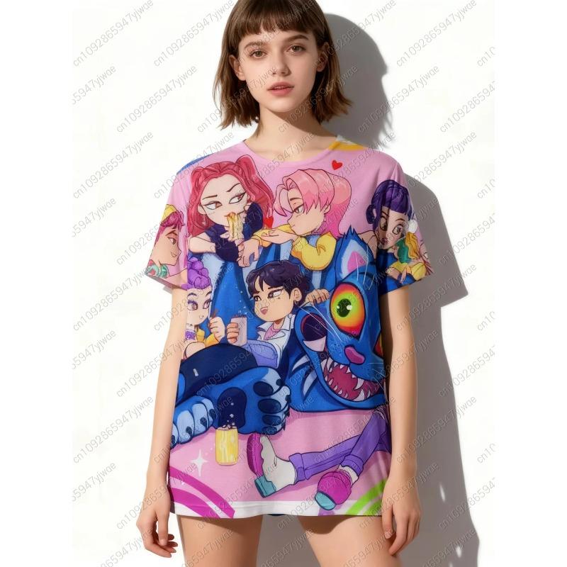 Popular Kpop Witch Hunting Team Gaza women Team T-shirt Anime 3D Women's Adult Clothing T-shirt Gift