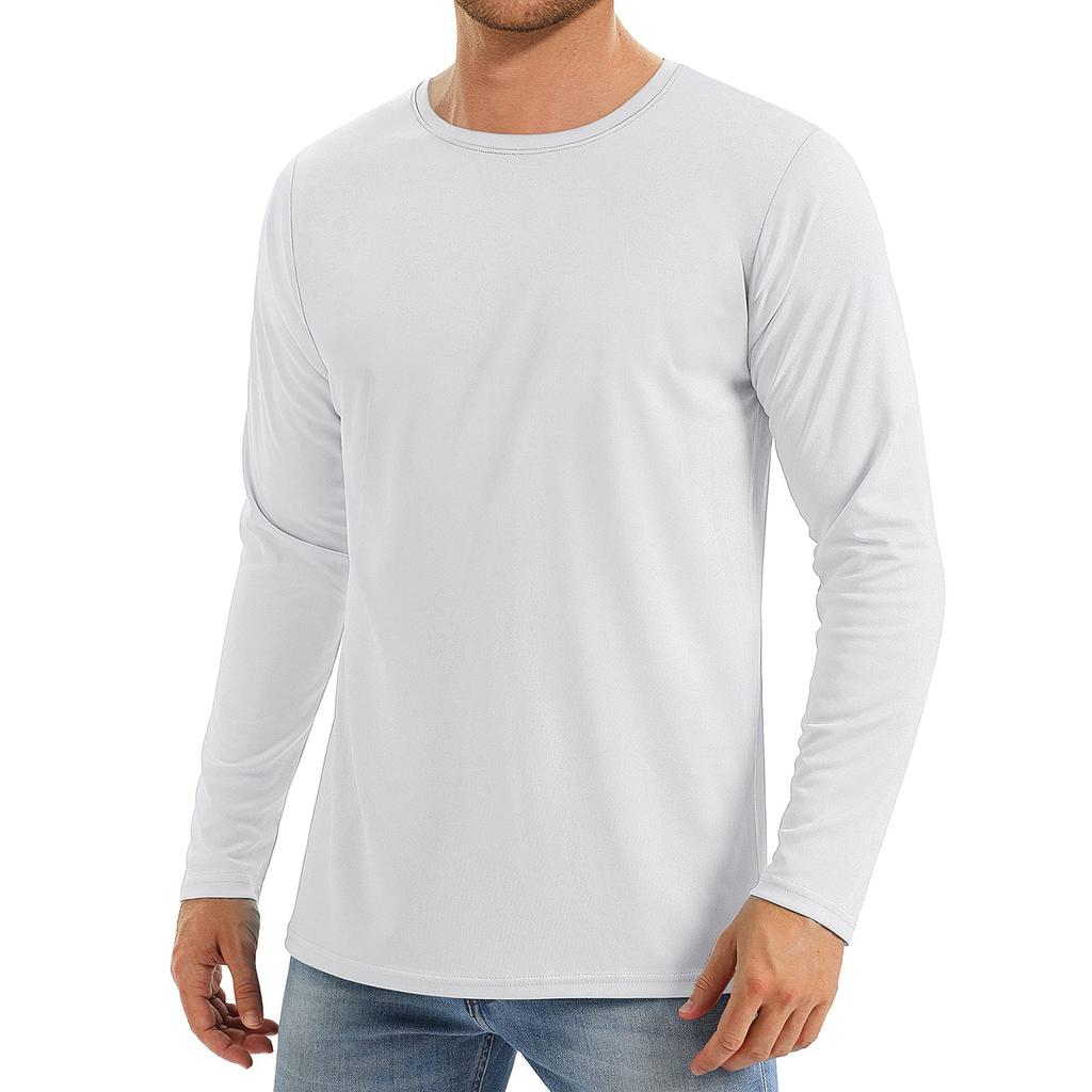 Men's Long-Sleeved Quick-Drying Sports Running Round-neck Hoodie  Color Breathable UV-Resistant T-Shirt