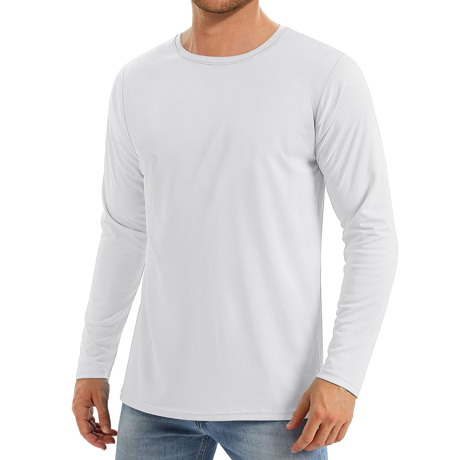 

Men s Long-Sleeved Quick-Drying Sports Running Round-neck Hoodie Color Breathable UV-Resistant T-Shirt XXL белый