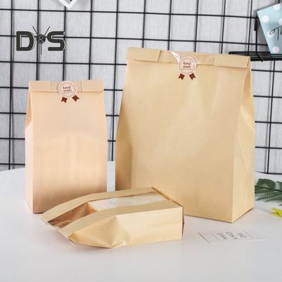 10 Pcs Bread Bags with Transparent Window Food Grade Paper Leakproof Good Seal Tear-resistant Self-Sealing Oil-proof Pastries Snacks Package Bags