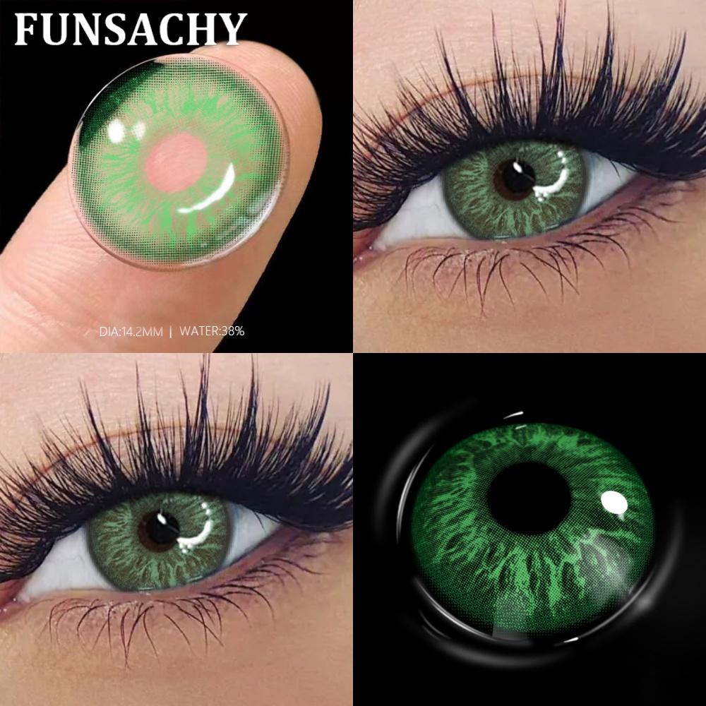 

FUNSACHY Contact Lenses for Eyes Natural Beauty Pupils Eyes Lenses Korean Brown Contacts 2PCS 1Year Fashion Green Pupilentes