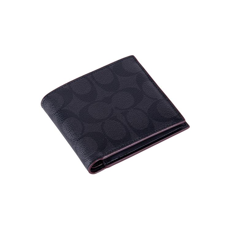 COACH 3 IN 1 Wallet Leather Wallet Men's Black Gray 25519-N3A