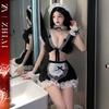 Sexy Lingerie Sexy Maid Dress Passion Cosplay Hot Breast Dress Pure Lust Temptation Uniform Free Set