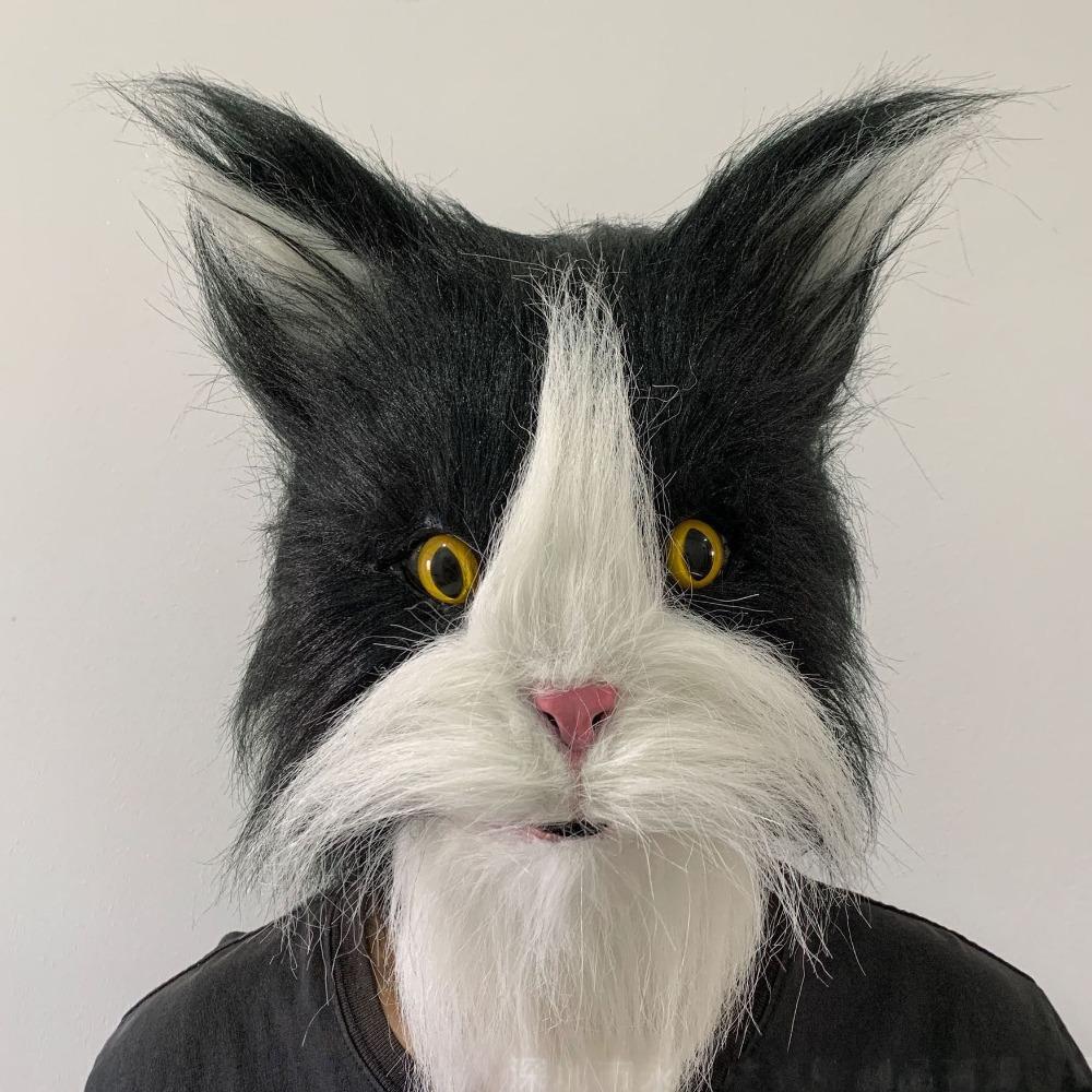 Plyšová kočičí maska Latex s kožichem Zvířecí Cosplay Kostýmy Rekvizity Hrůza Halloween Párty Maškaráda Mardi Gras Karnevalové masky