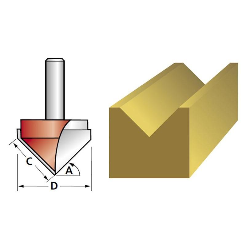 Faithfull Router Bit Tct V-groove 13.0mm X 19.1mm 1/4in Shank