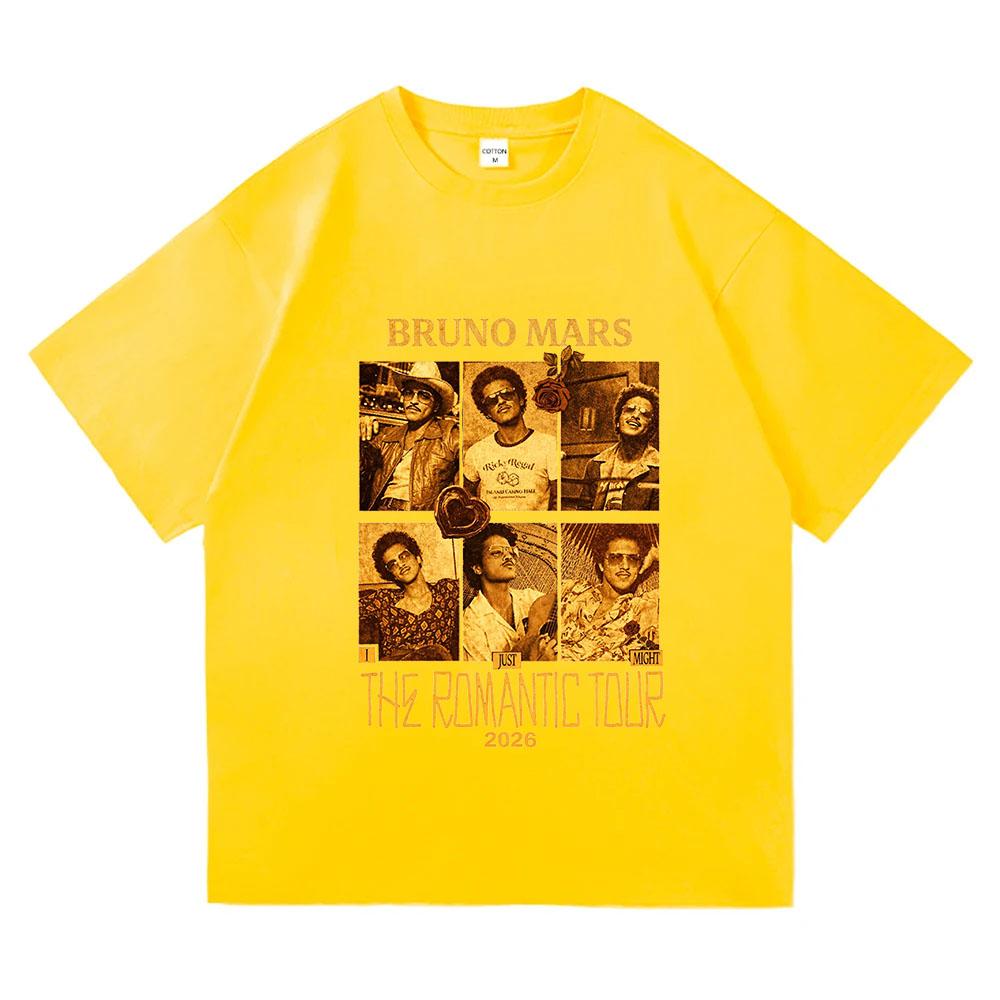 Bruno Mars Romantic Tour 2026 T-Shirt Pop Soul Concert Tee Retro Music Fan Merch Tour Outfit Gift TOPS Comfortable Ropa De Mujer