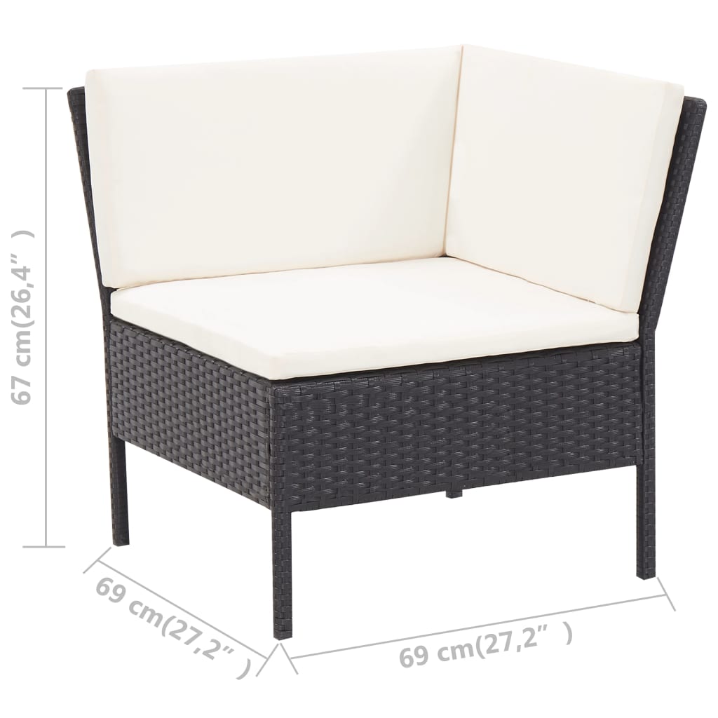 3 Piece Garden Lounge Set with Cushions Poly Rattan Black