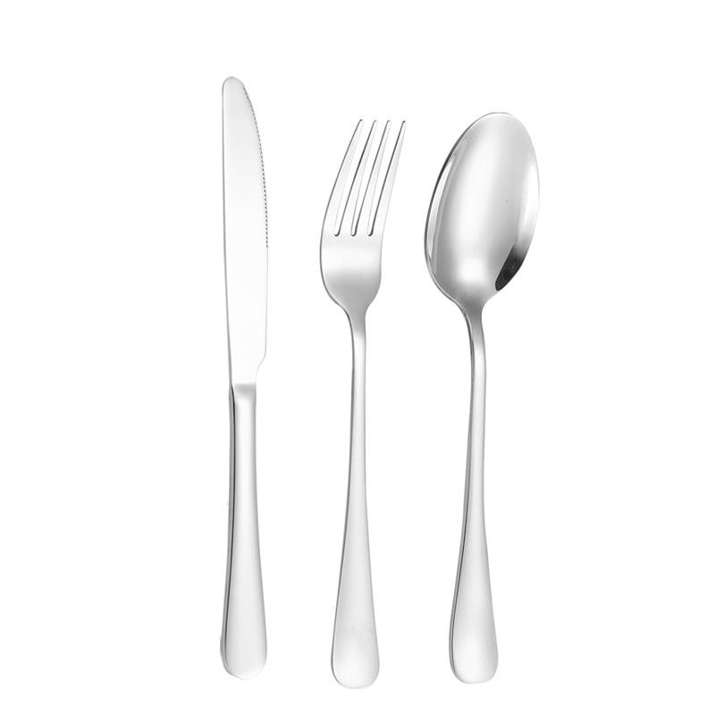 1010 Stainless Steel Western Cutlery Set: Steak Knife, Fork, Spoon, Dessert Spoon, Serving Fork, and Ice Spoon.