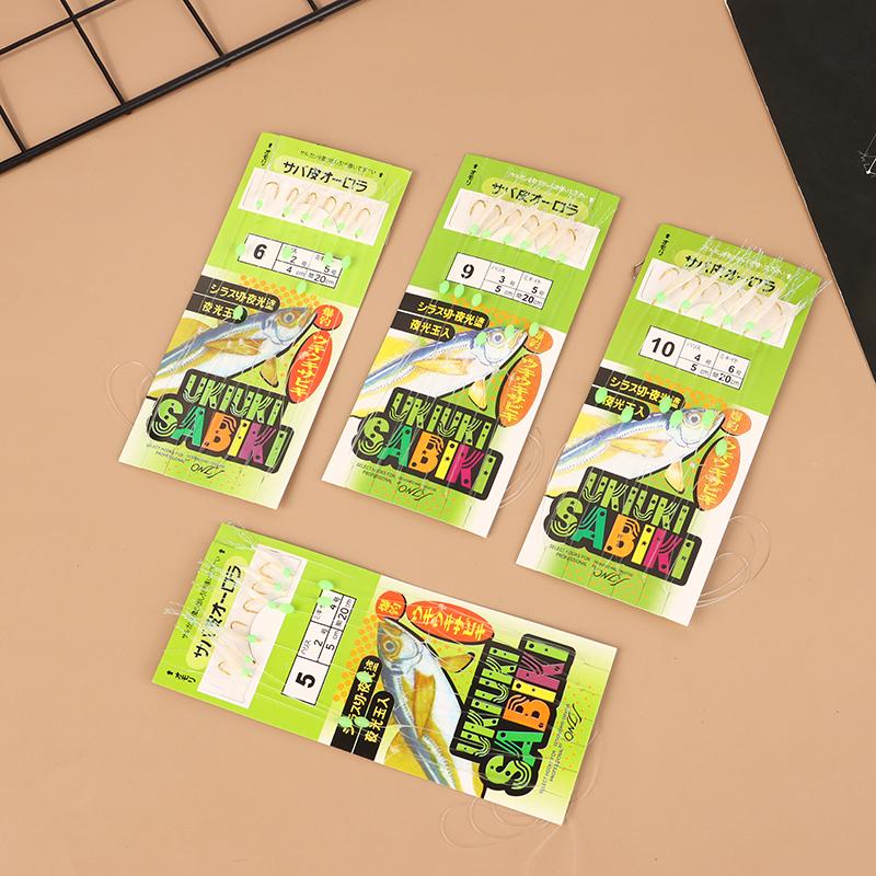 6Pcs/Pack Fish Hook White Fish Skin Bionic String Hook Real Fishing Skin Tinsel Carp Sea Rigs Gang Tackles Baits
